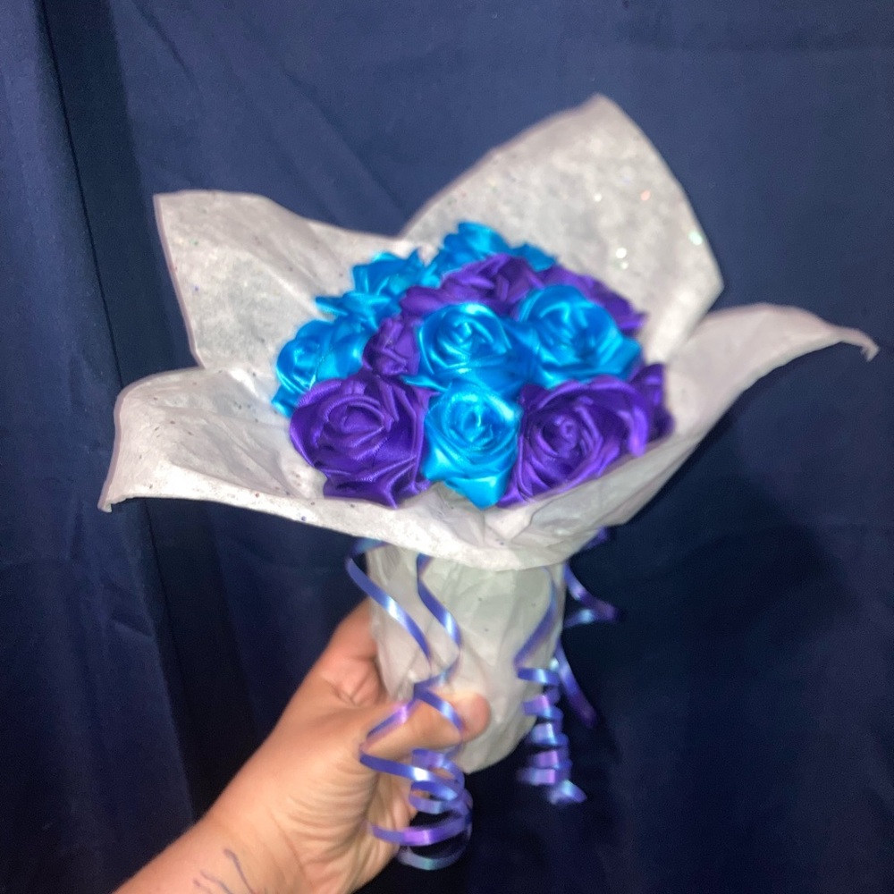 Any Color Ribbon Rose Bouquets (Handmade) - Picture 2 of 5